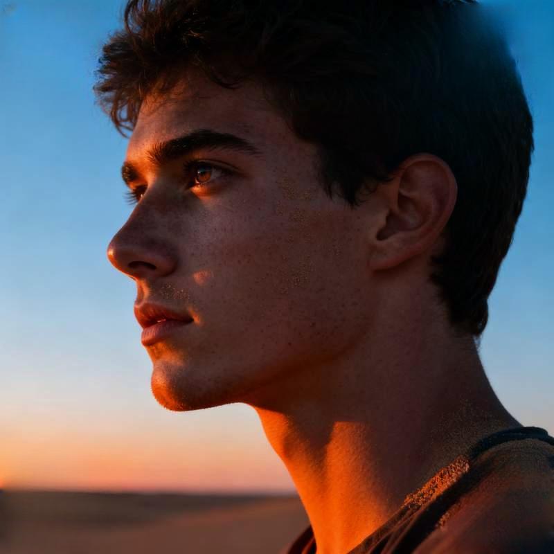 boy, profile picture, play of light and shadow, emotion, nature, cityscape