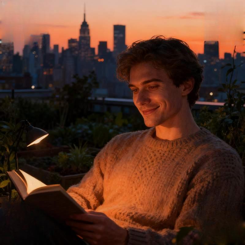 man, by window, forest, rooftop, church