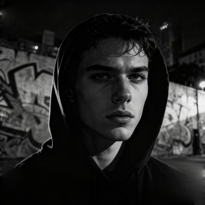 boy, profile picture, graffiti, cliff, labyrinth, stone steps
