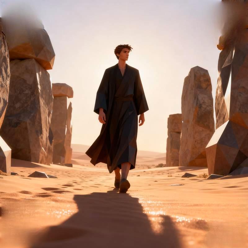 man, cliff, dark forest, red earth plain, glacier, star trail