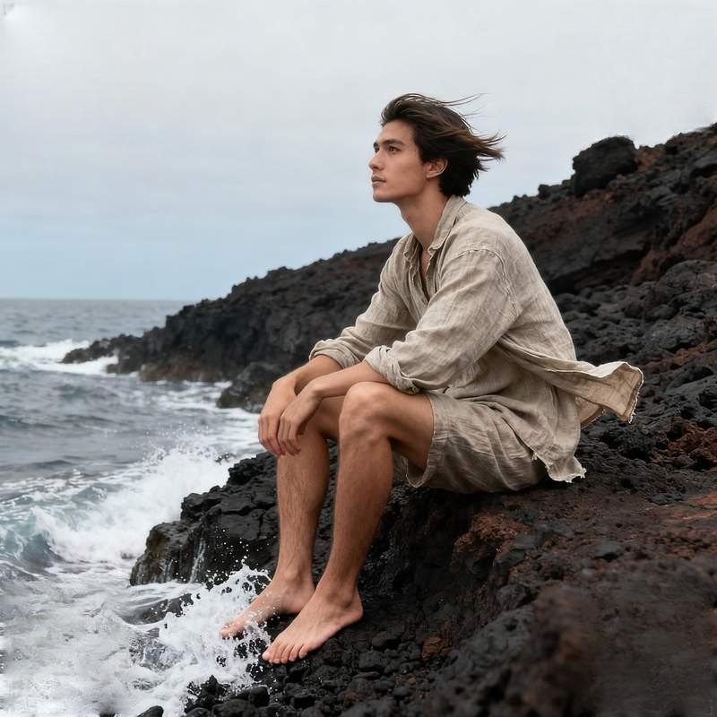 hunk, neon rain night, forest light beams, volcanic coastline, graffiti tunnel, nebula vortex