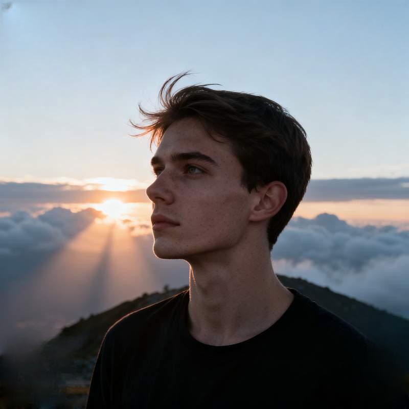 young man, good fortune, profile picture, fresh start, radiant youth