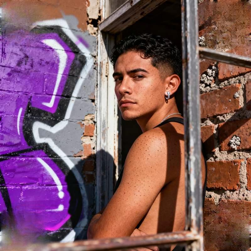 man, coastline, city night view, snowy mountain stream, forest morning mist, graffiti wall