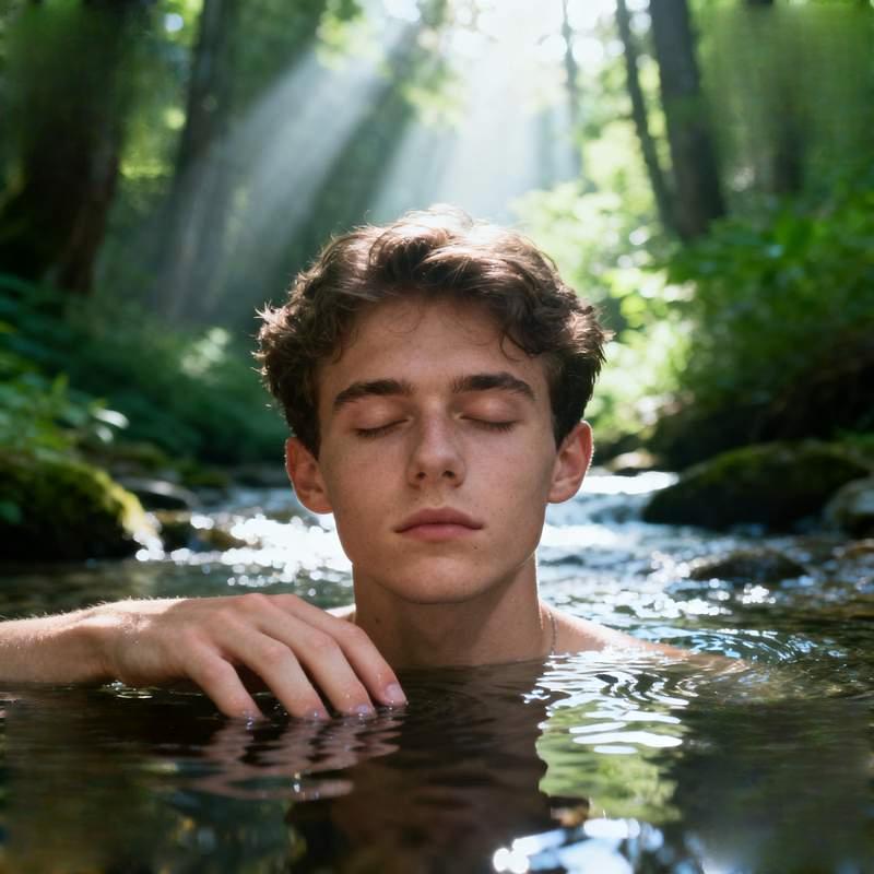 male head, cliff, city, forest, dream, graffiti