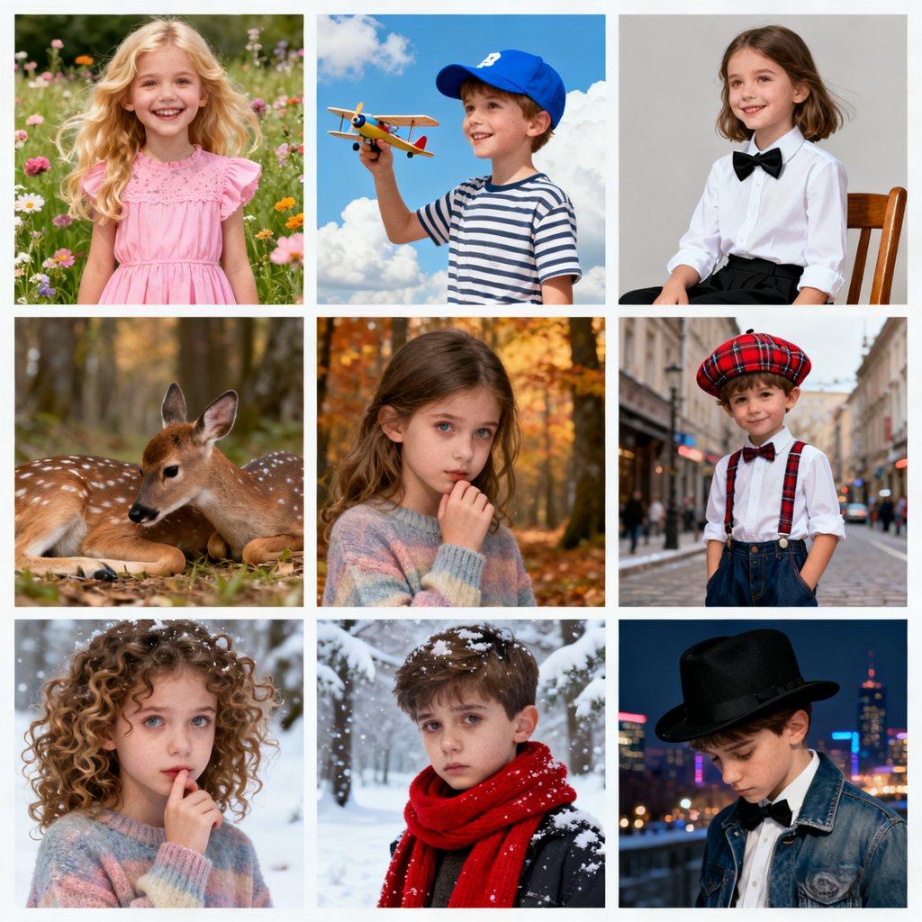 innocence, fashion, childlike charm, warmth, melancholy