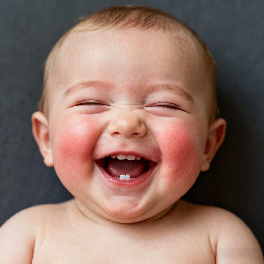 innocent charm, baby expression, close-up shot, adorable moment, joyful smile