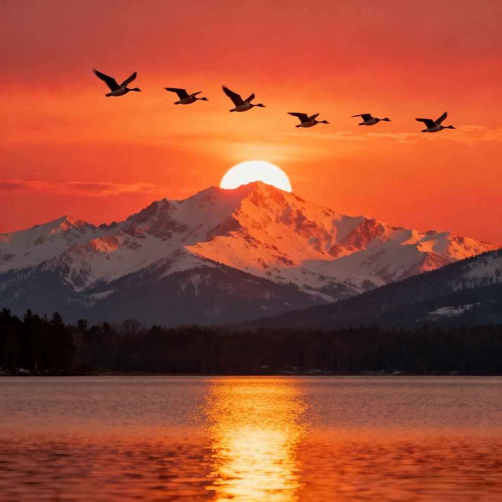 snow-capped mountains, serene lake, natural scenery, tranquility, beauty