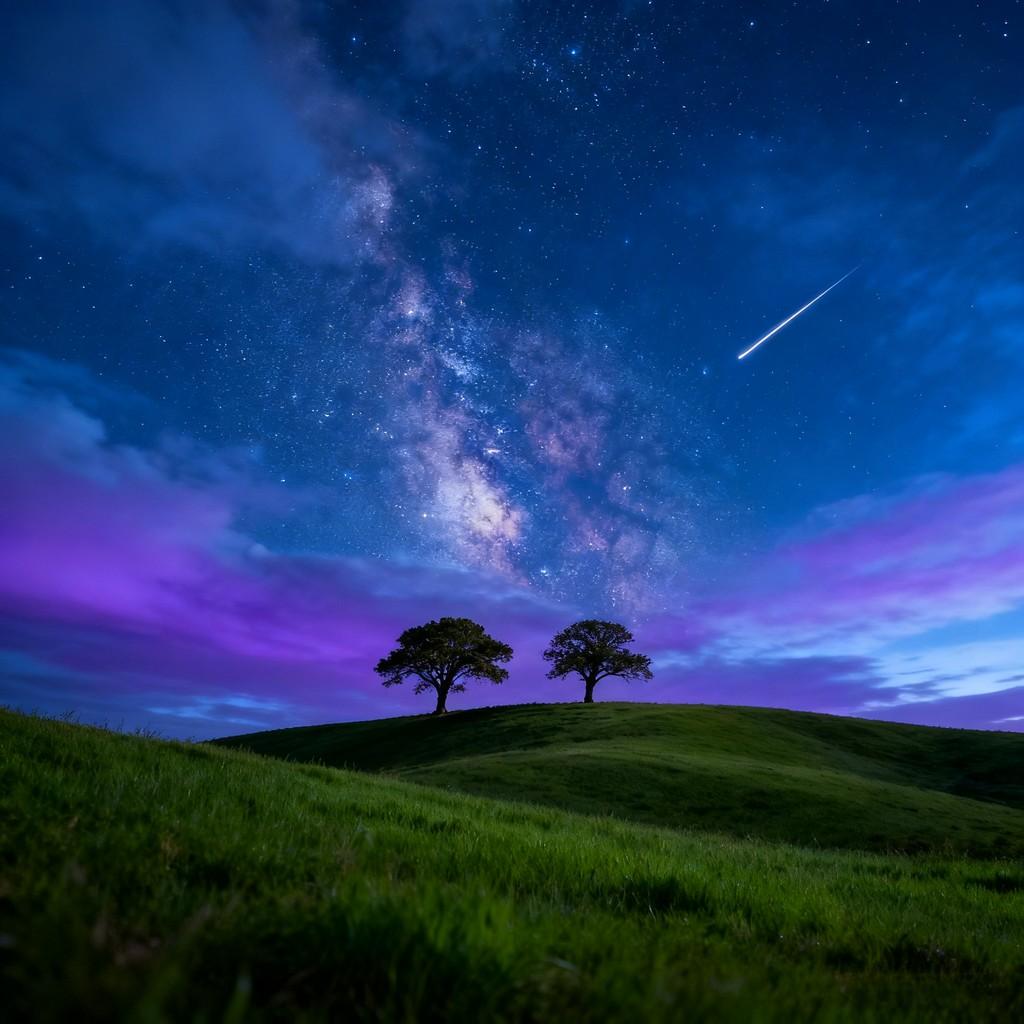 dreamy, starry sky, tranquility, night, romance