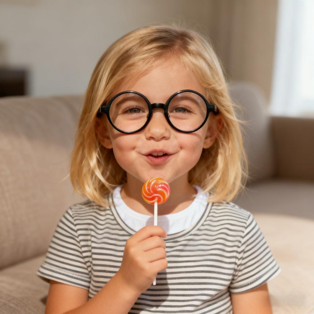 cute, little girl, round glasses, diverse, stylish