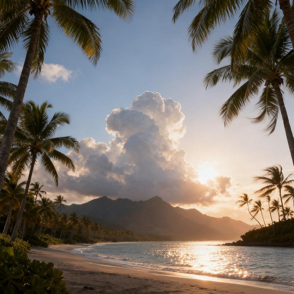 azure, coconut grove, tranquility, dreamlike, starlight