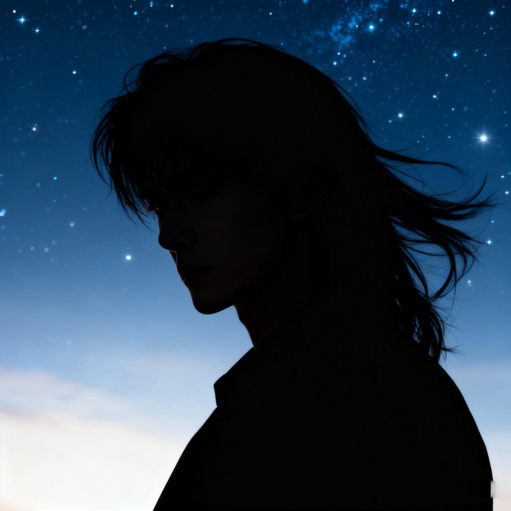 silver-haired man, selfie-taking man, man in shadows, smoking man, knife-wielding man, side profile