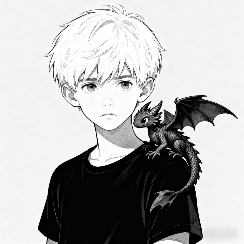 red-haired youth, blue-haired sword wielder, golden-haired young man, silver-haired warrior, black a