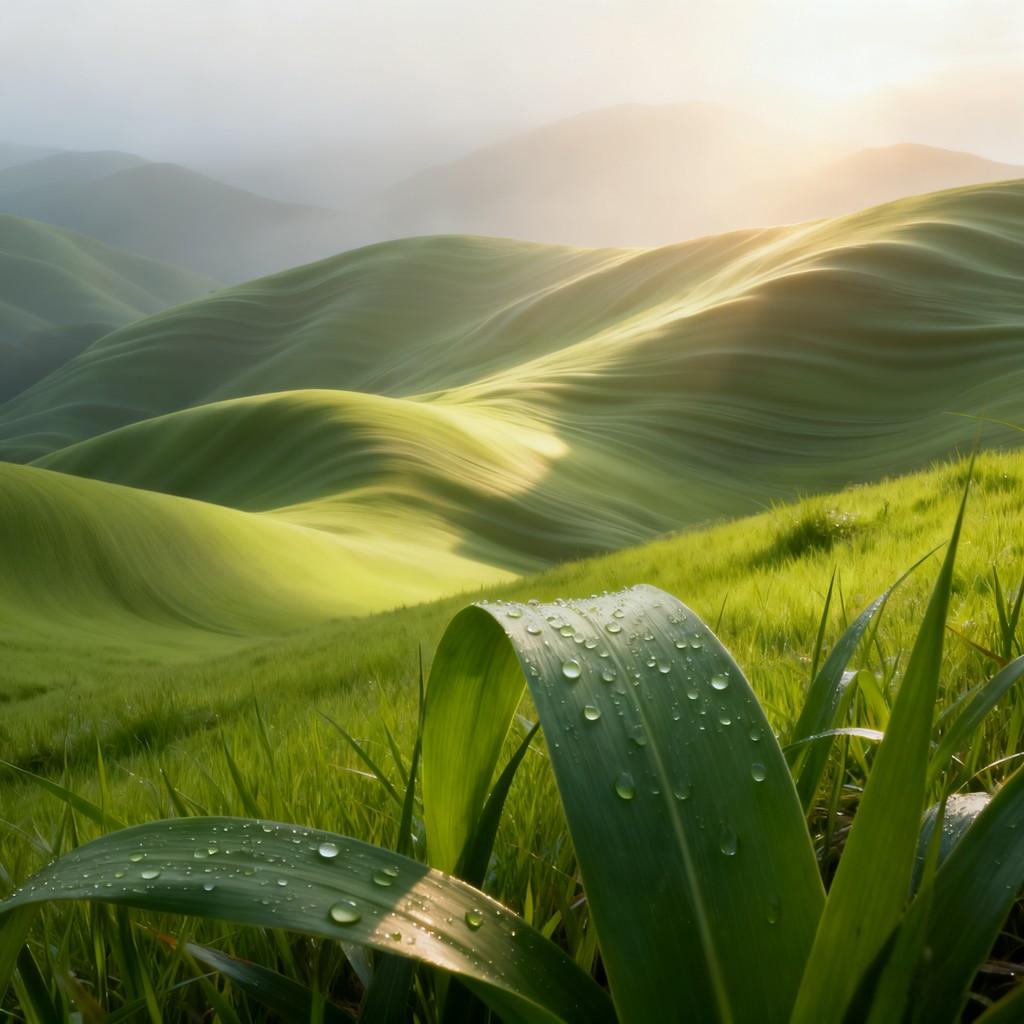 dreamlike, green, mountain range, surreal, nature