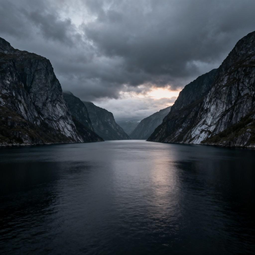 Nordic, fjord, tranquility, vastness, poetic essence