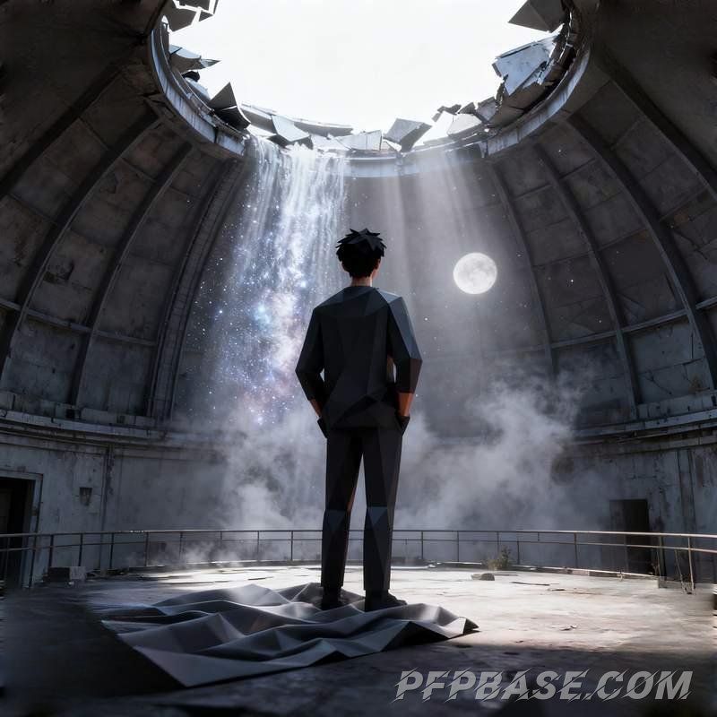 Image 2: anime male head, silver-haired youth, observatory, city rooftop, glacier crevasse, dream realm