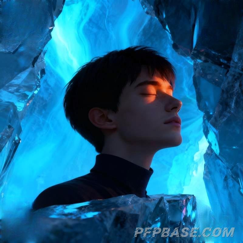 Image 6: anime male head, silver-haired youth, observatory, city rooftop, glacier crevasse, dream realm