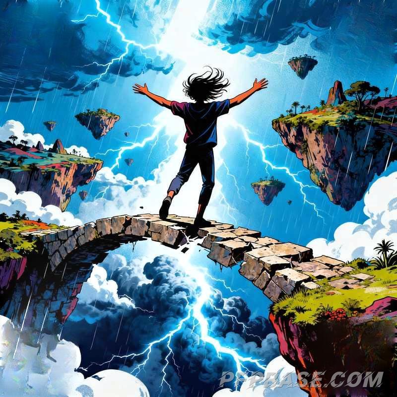 Image 8: handsome man, cliff at dusk, observatory under starry sky, misty forest, city in rain, glacier youth