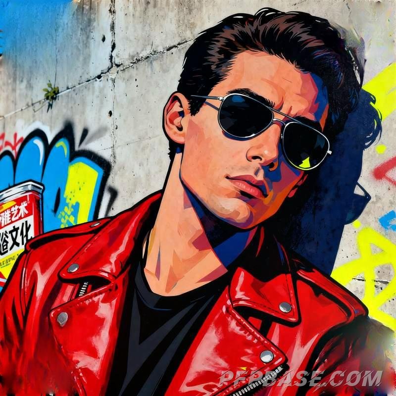 Image 1: cool guy, ambiance, city night scene, forest light and shadow, cliff sea of clouds, graffiti wall