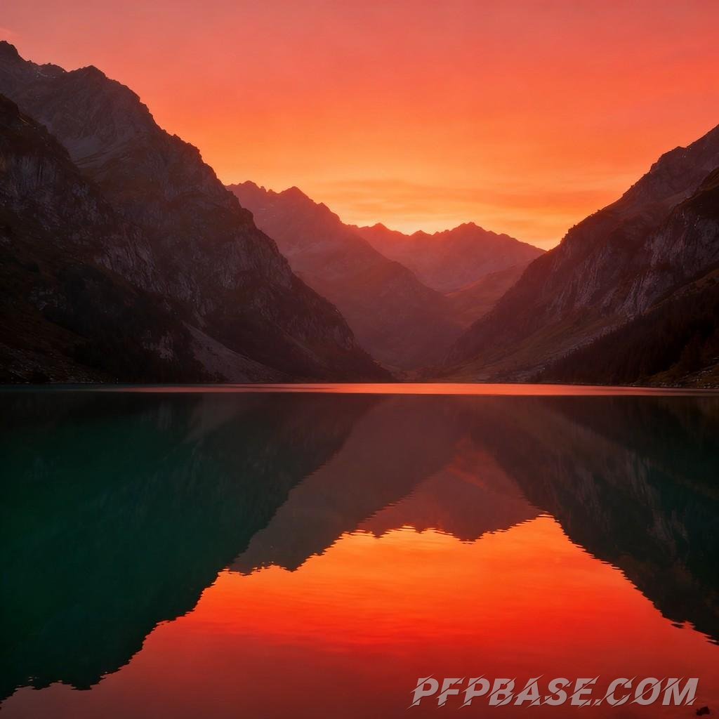 Image 3: serenity, towering mountain, lake, clear blue sky, lush greenery