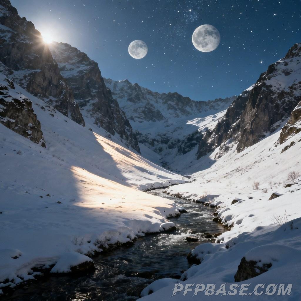 Image 1: snowy mountain, canyon, fantasy, nature, dreamland