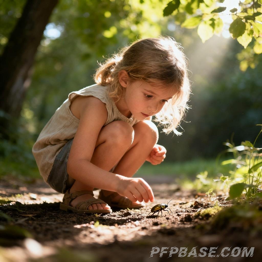 Image 6: childlike wonder, exploration, nature, observation, joy