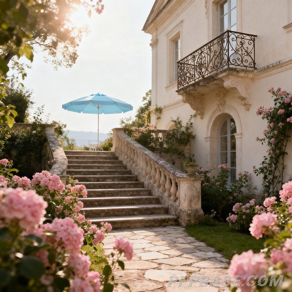 Image 2: dreamlike, European courtyard, afternoon moment, impressionist, Japanese anime