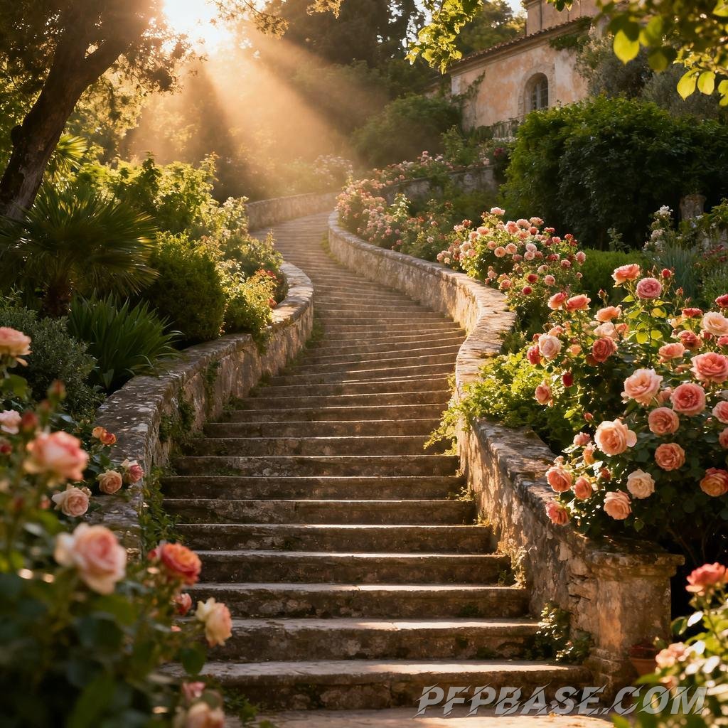 Image 3: dreamlike, European courtyard, afternoon moment, impressionist, Japanese anime