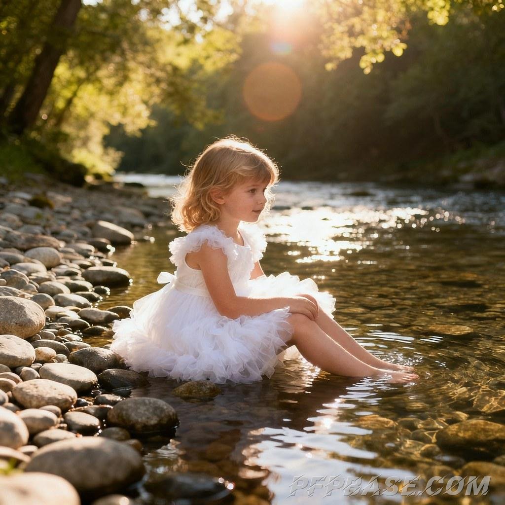 Image 2: dreamlike, childlike innocence, nature, young girl, poetic essence