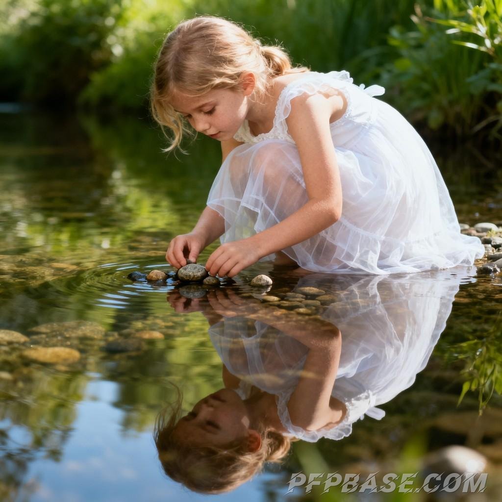 Image 4: dreamlike, childlike innocence, nature, young girl, poetic essence