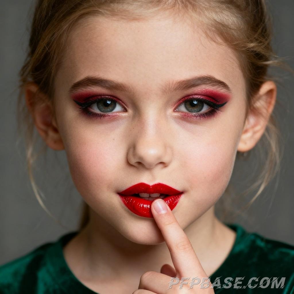 Image 1: blonde hair and blue eyes, antler headpiece, pink bunny, toy kitchen, plaid skirt, flawless makeup