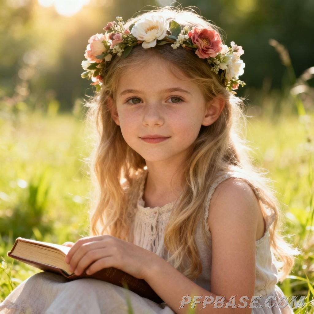 Image 7: blonde hair and blue eyes, antler headpiece, pink bunny, toy kitchen, plaid skirt, flawless makeup