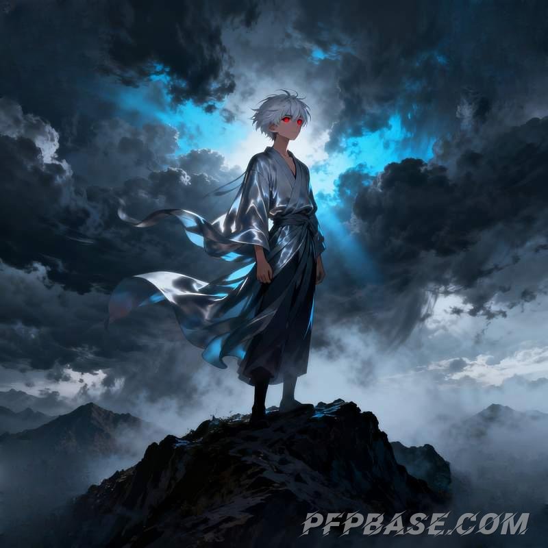 Image 15: anime guy, stormy mountain range, volcanic trench, observatory, sunken ship underwater