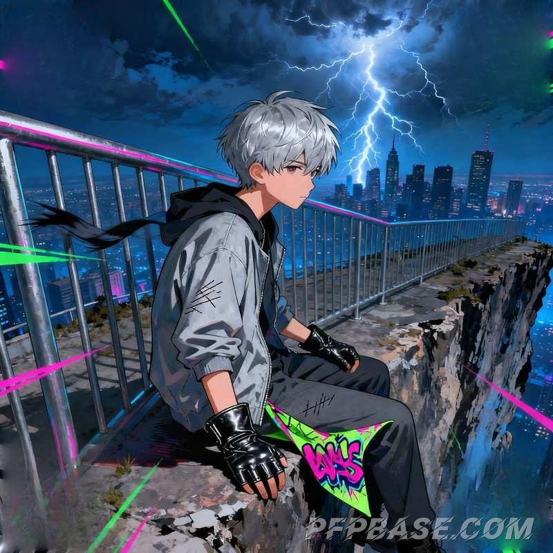 Image 3: anime guy, stormy mountain range, volcanic trench, observatory, sunken ship underwater