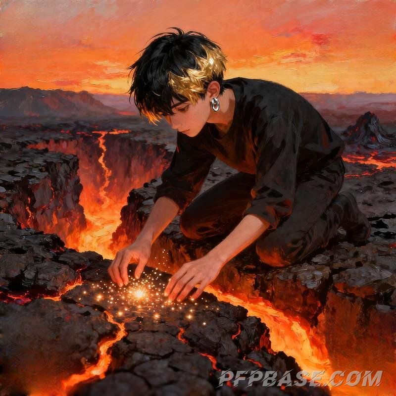 Image 4: anime guy, stormy mountain range, volcanic trench, observatory, sunken ship underwater