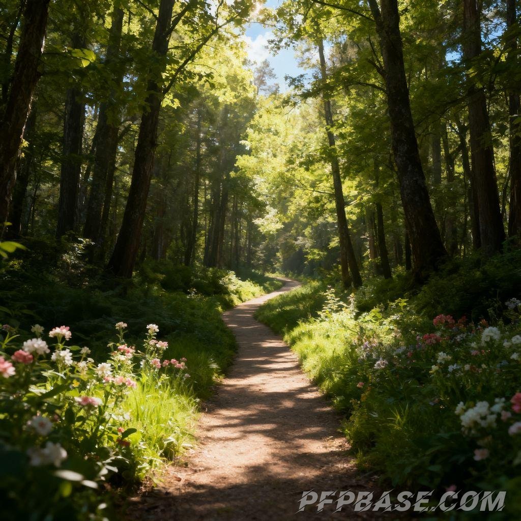 Image 7: blue sky, white clouds, farmland, snow-capped mountains, narrow path
