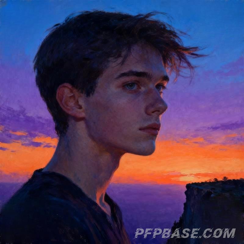 Image 5: male avatar, cliff at dusk, urban rooftop, forest light and shadow, geometric dream, starry meadow