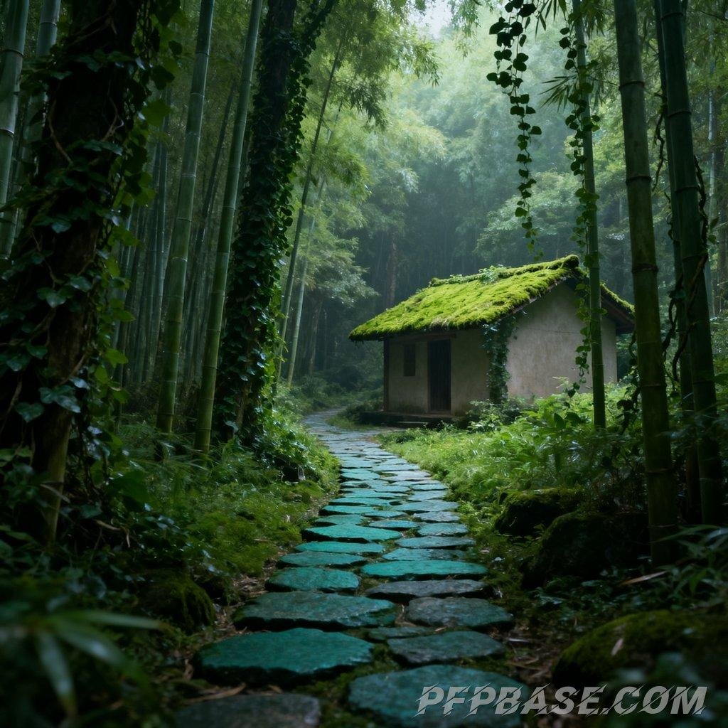 Image 1: serene lake view, fresh after rain, tranquil forest, mysterious mist, natural zen