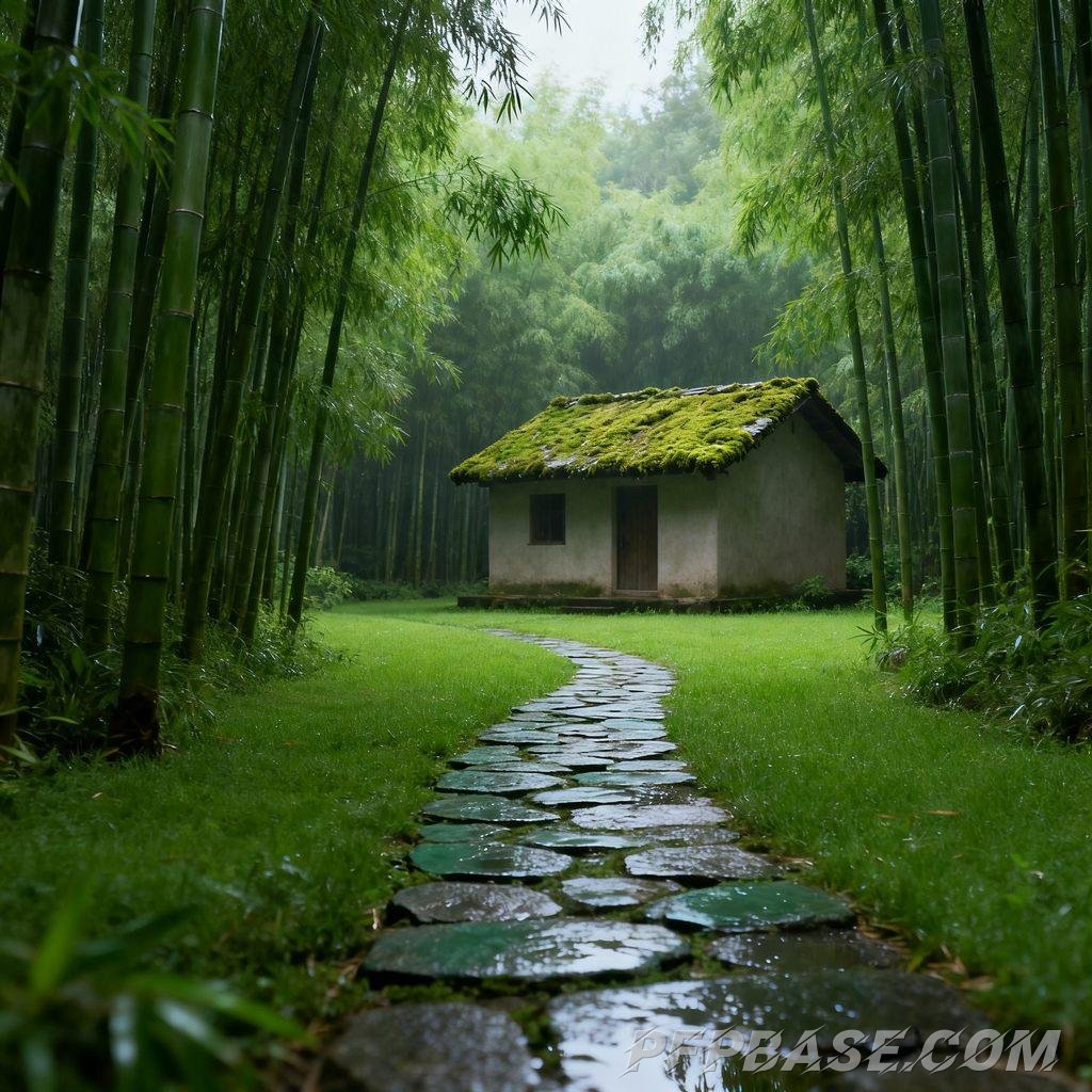 Image 3: serene lake view, fresh after rain, tranquil forest, mysterious mist, natural zen
