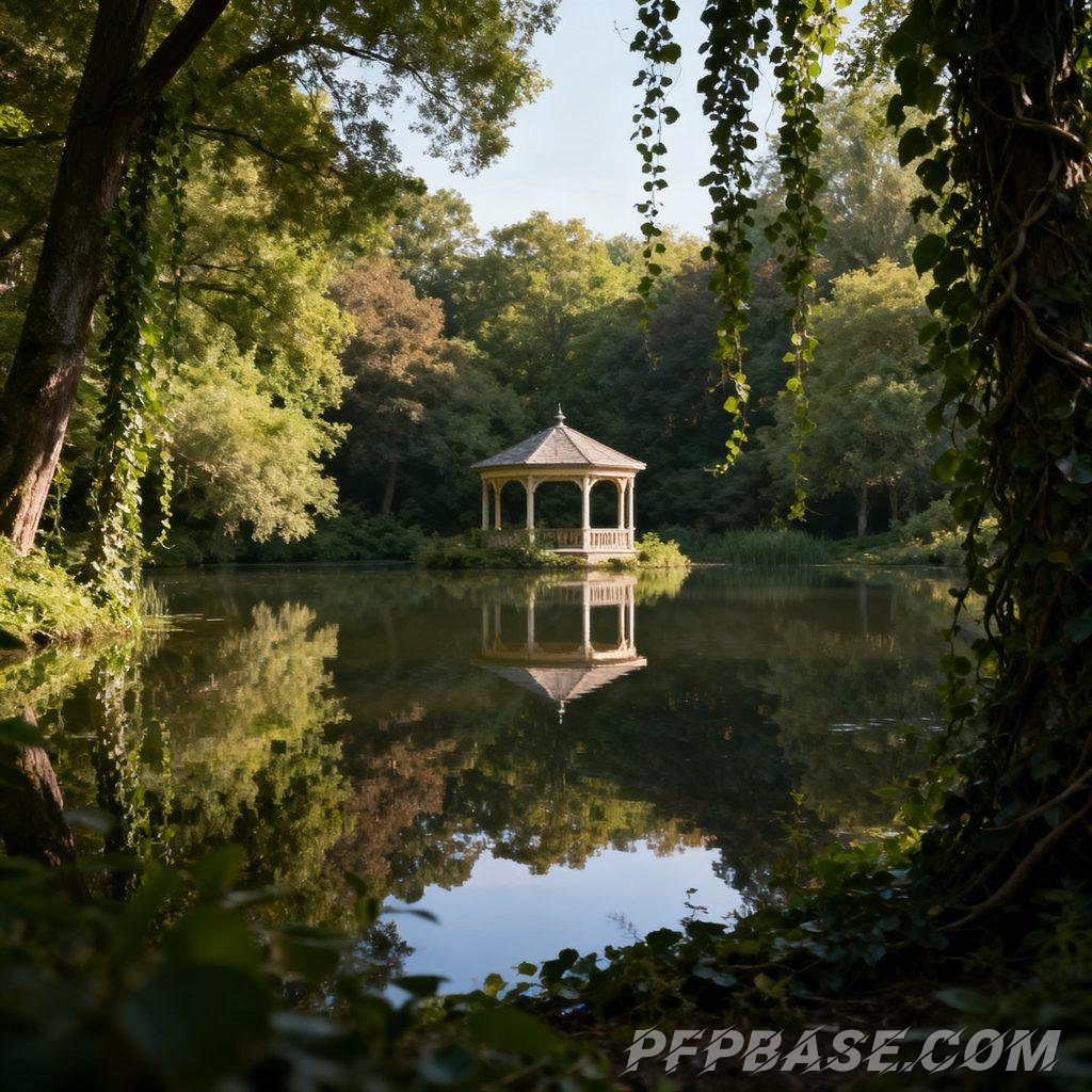 Image 5: serene lake view, fresh after rain, tranquil forest, mysterious mist, natural zen