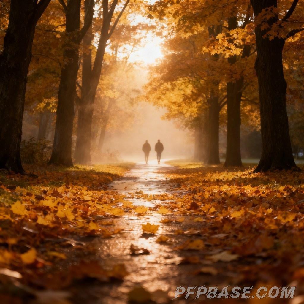 Image 4: golden autumn, countryside, leisurely walk, setting sun, tranquility