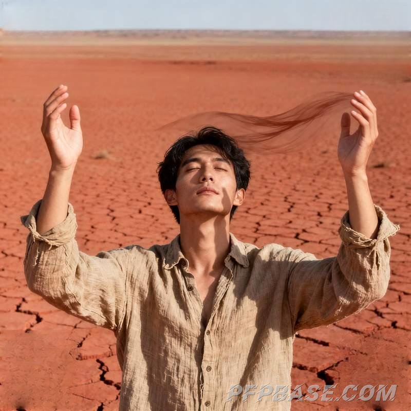 Image 3: young man, cliff at dusk, city neon, red desert, dream bubbles, forest morning mist
