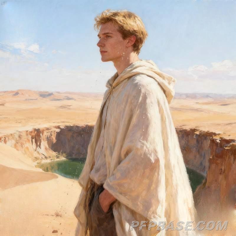 Image 6: dreamy man, cliff edge, church, mountain peak, rooftop, desert sands