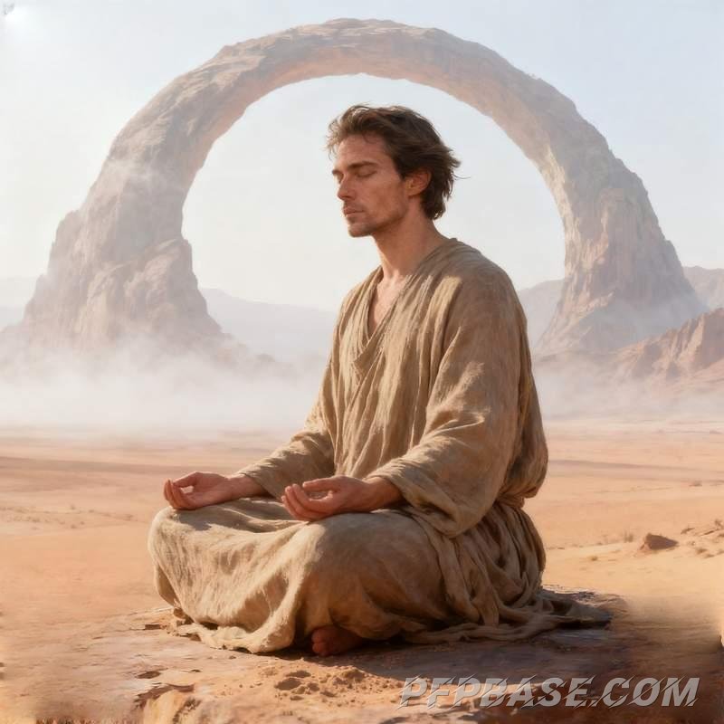 Image 8: cliff and sea of clouds, midnight forest, desert meditation, urban rainy night, mountain silhouette,