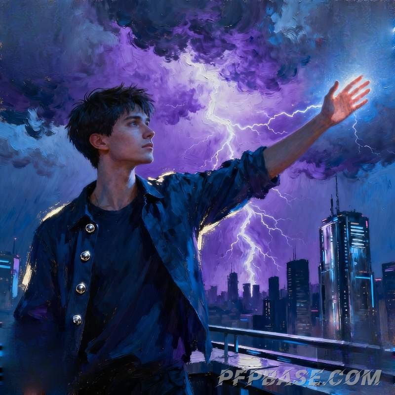 Image 2: cool guy, desert, graffiti wall, forest stream, rooftop thunderstorm, glacier cave