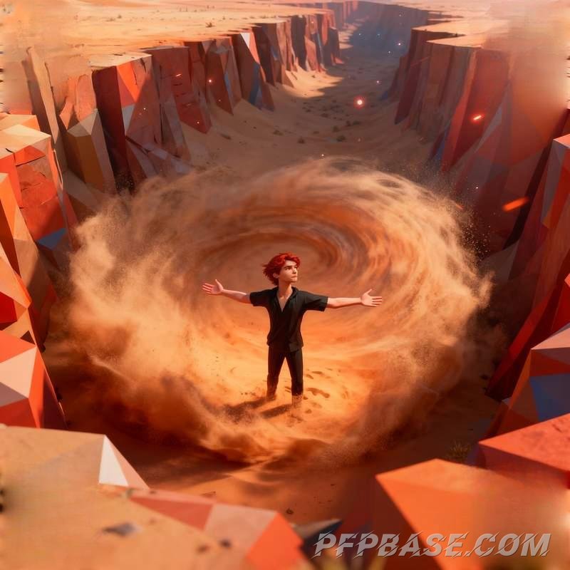 Image 5: anime male profile, volcano night shadow, ruins lone figure, sandstorm youth, starry traveler