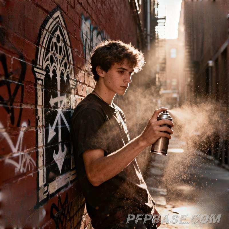 Image 4: trendy guy, city night view, geometric dream, Scandinavian living room, coastal cliff, graffiti alle