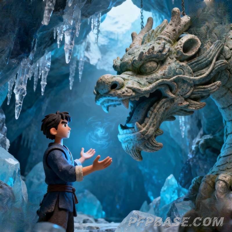 Image 1: eastern man, dragon spirit form, giant tree roots, desert starry sky, glacier fissure, graffiti wall