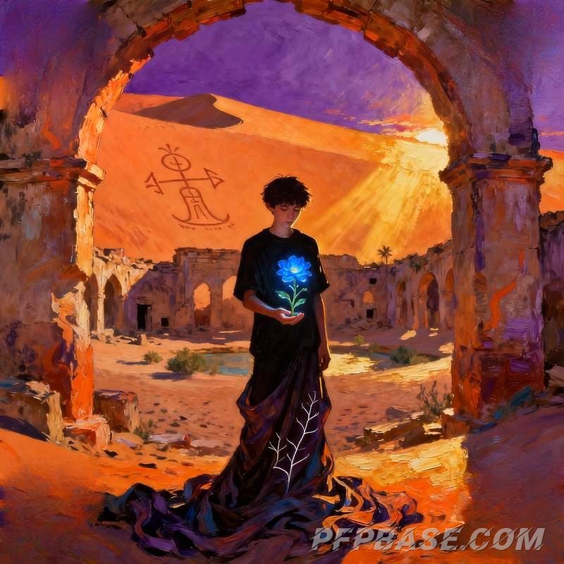 Image 6: male lead face, real person avatar, cliff and sea of clouds, dark forest, observatory, volcanic plai