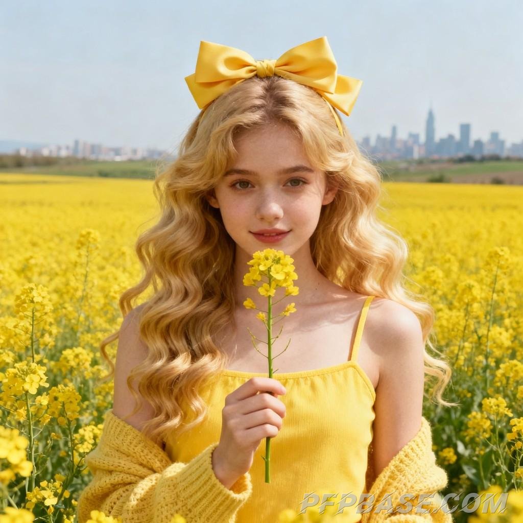 Image 8: young girl, sunset, sea of flowers, dreamy, soothing