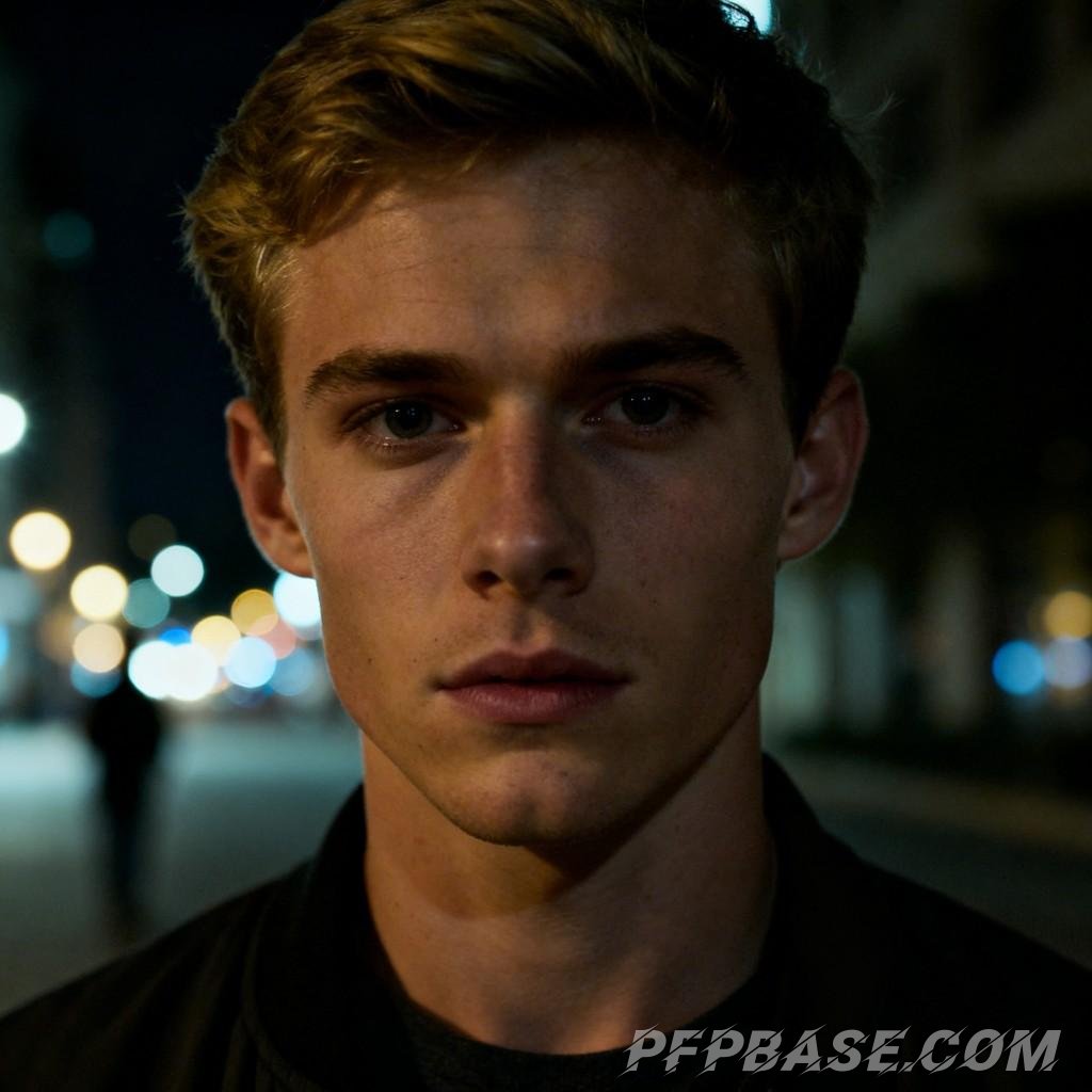 Image 3: urban youth, night street, esports player, glance back, light and shadow effect, stern expression